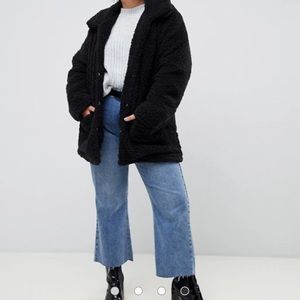 Brave Soul Plus heavenly coat in curly faux fur